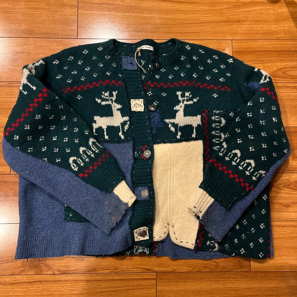 Unique Upcycled Wool Winter Cardigan
